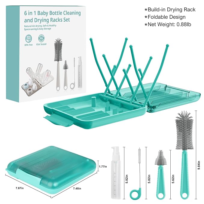 6 in 1 Bottle Brush Set, Bottle Cleaner Brush Kit - Image 2
