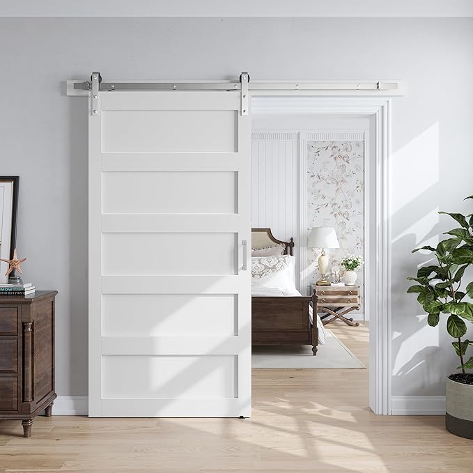 SmartStandard 40x84 inch White Barn Door by SMARTSTANDARD