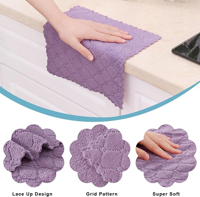 Homaxy 12 Pack Kitchen Cloths Dish Towels, Super Soft and Absorbent Dish Cloths - Image 2