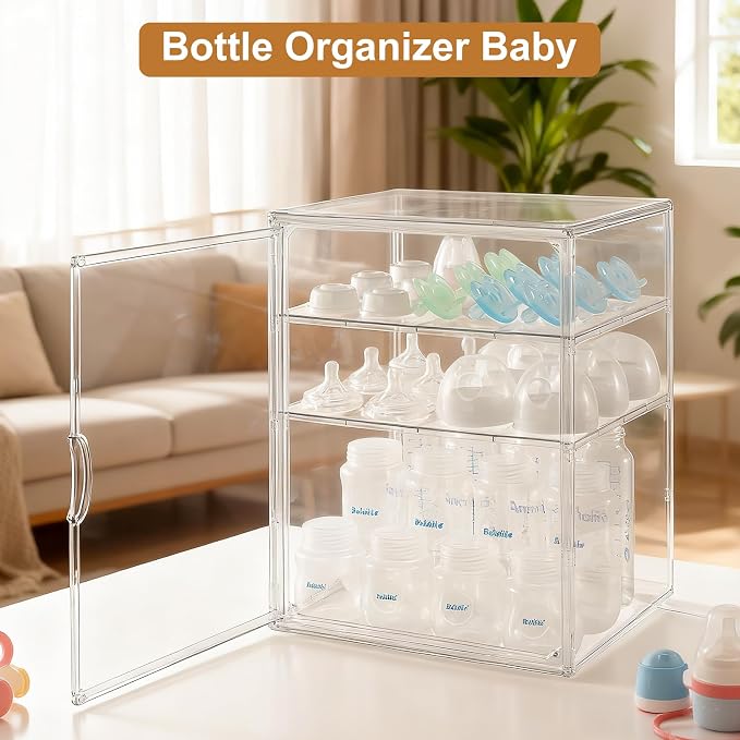 Baby Bottle Organizer – 3 Tier Acrylic Bottle Storage Organizer container - Image 6