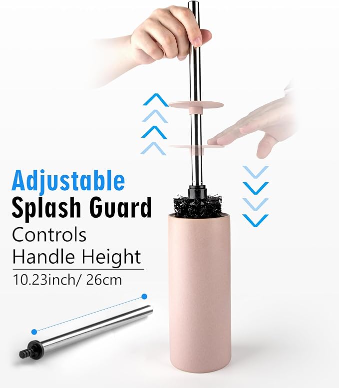 Matt Pink Ceramic Toilet Brush and Holder Set, Freestanding Toilet Bowl - Image 4