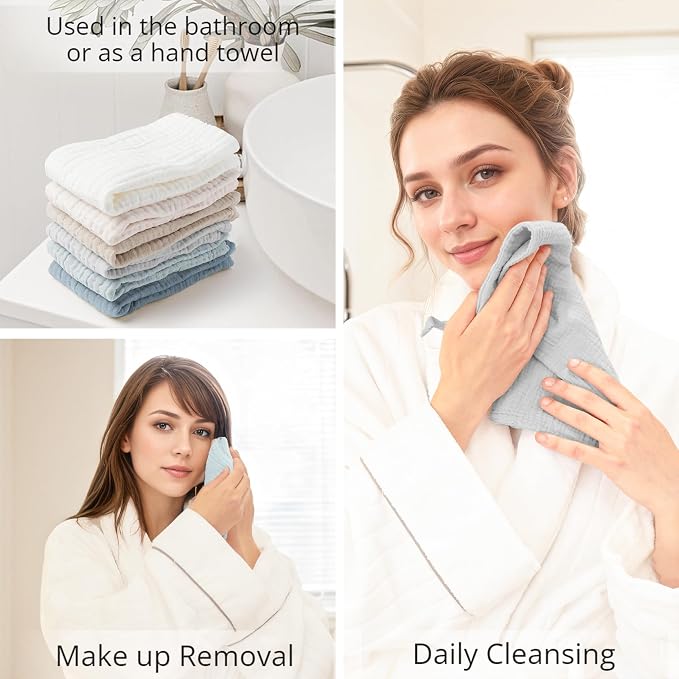 Konssy 6 Pack Face Cloths, Soft Wash Cloth - Image 3