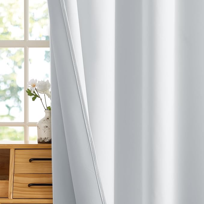 RYB HOME White Short Blackout for Small Window 48 inches Length, Thermal - Image 5