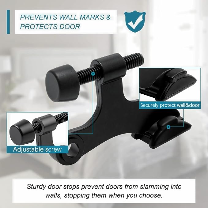 20 Pack Hinge Pin Black Door Stopper, Adjustable Heavy Duty Hinge Pin Door Stop - Image 4