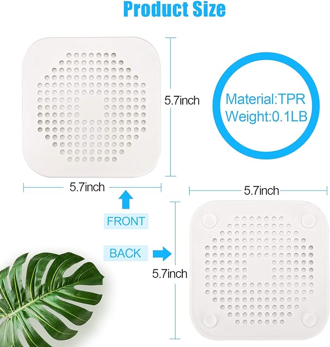 Square Drain Cover for Shower 5.7-inch TPR Drain Hair Catcher Flat Silicone - Image 2