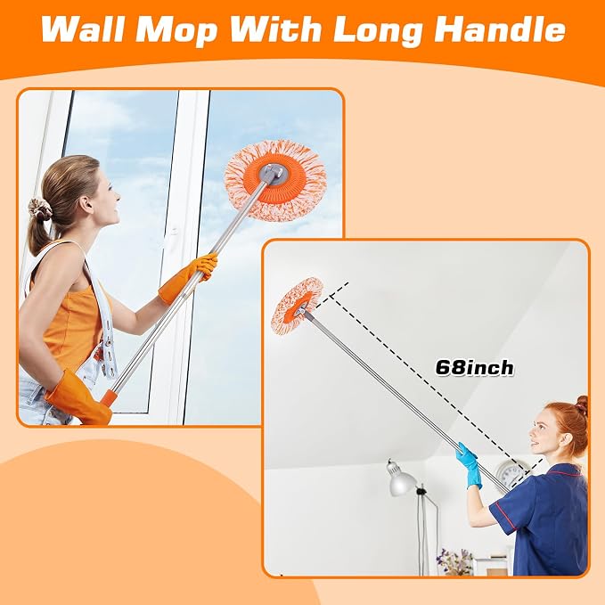 Wall Mop, Primium 68” Wall Cleaner, High-Quality Baseboard Cleaner, - Image 2