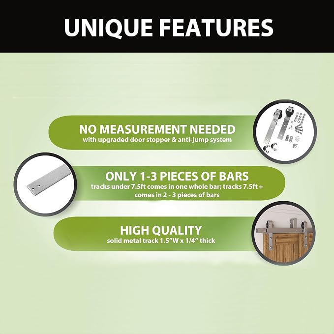 Homacer Brushed Nickel Double Track U-Shape Bypass Sliding Barn Door Hardware - Image 5