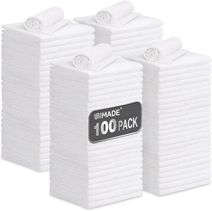 Shop Towels, 100 Pack Commercial Grade Work Rags Microfiber Towels by Unimade