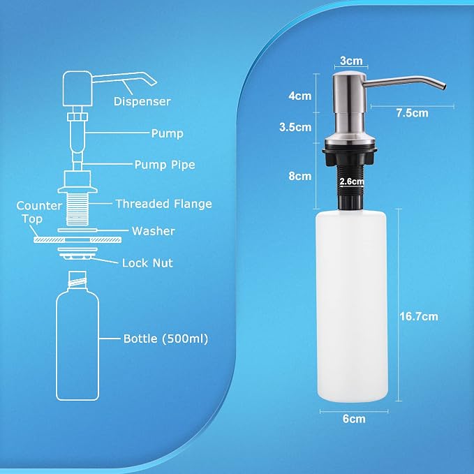 CREA Dish Soap Dispenser for Kitchen Sink, Built-in Countertop Set - Image 6