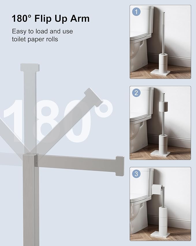 Freestanding Toilet Paper Holder Stand Brushed Nickel SUS 304 Stainless Steel - Image 5