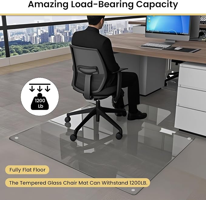 VSARHouse Irregular Tempered Glass Office Chair Mat - Image 2