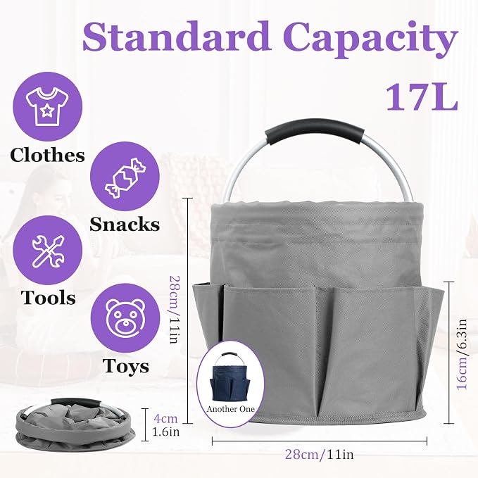 17L Cleaning Caddy for Cleaning Supplies, 2Pieces Portable Garden Tool Bag - Image 2