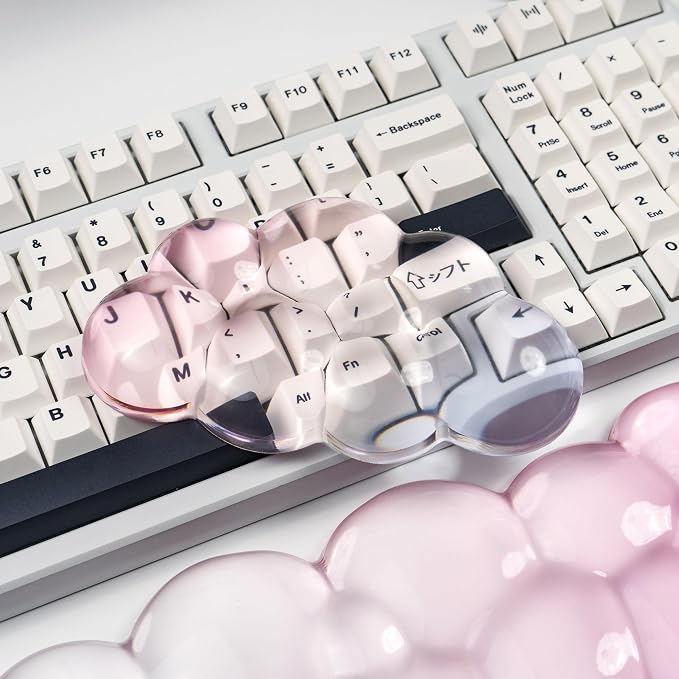 Ergonomic Cloud Silicone Gel Keyboard and Mouse Wrist Rest Set – Clear Wrist - Image 7