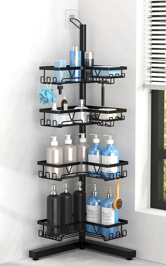 KEGII Floor Shower Caddy Standing – 4-Tier Corner Shower Organizer by KEGII