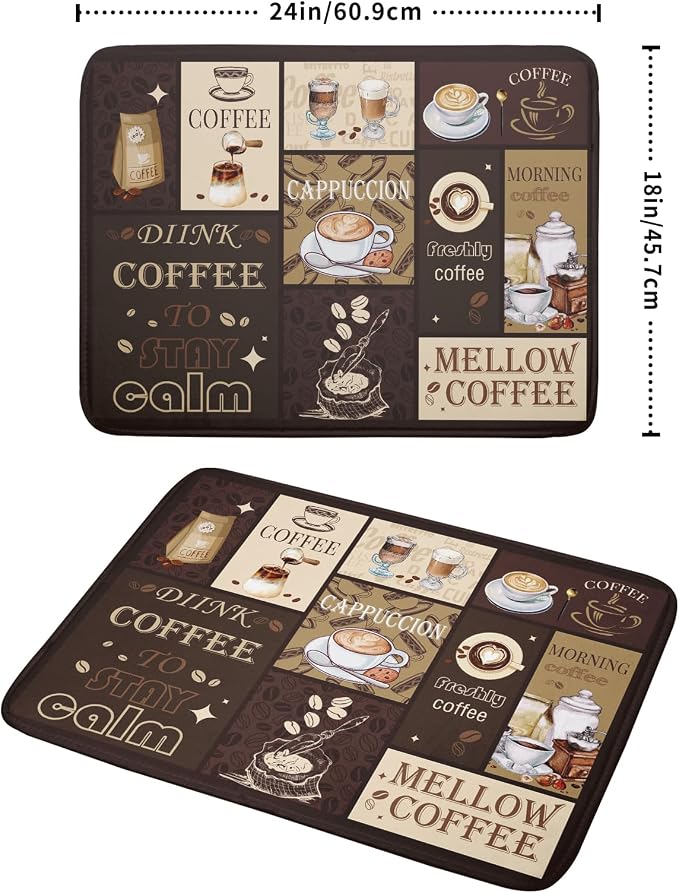Brown Coffee Dish Drying Mat 18x24 Inch Coffee Cup Espresso Machine Pad - Image 2