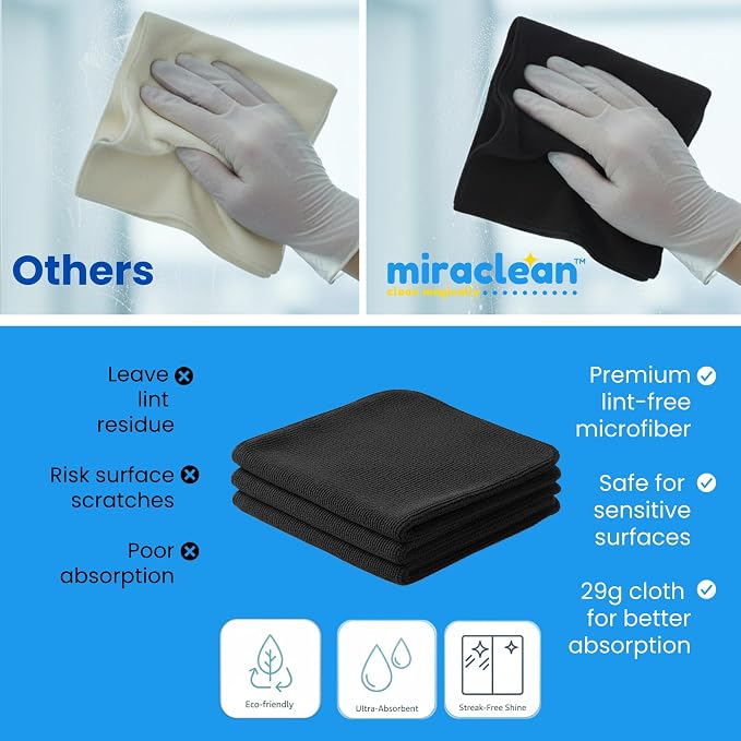 Microfiber Cleaning Cloth Black 12 Pack Premium Microfiber Towels - Image 7