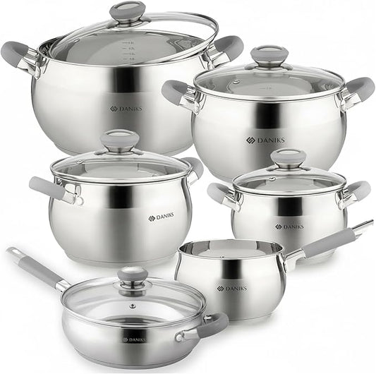 Daniks Modern 11-Piece Stainless Steel Cookware Set by Daniks