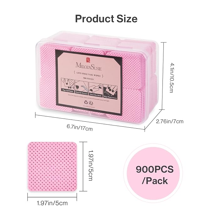 MelodySusie 900Pcs Lint Free Nail Wipes Super Absorbent Soft Non-Woven - Image 6