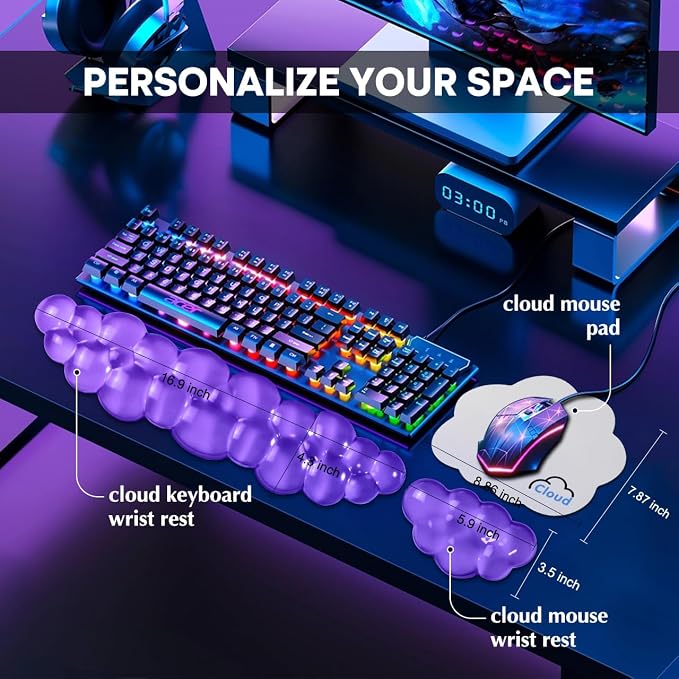 JIKIOU Clear Gel Wrist Rest for Keyboard and Mouse, Cool Silicone Mouse Wrist - Image 3