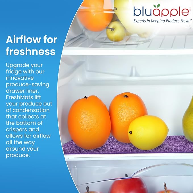 Bluapple FreshMats, Refrigerator Bin Liner, Fridge Drawer Mats, Crisper Life - Image 3