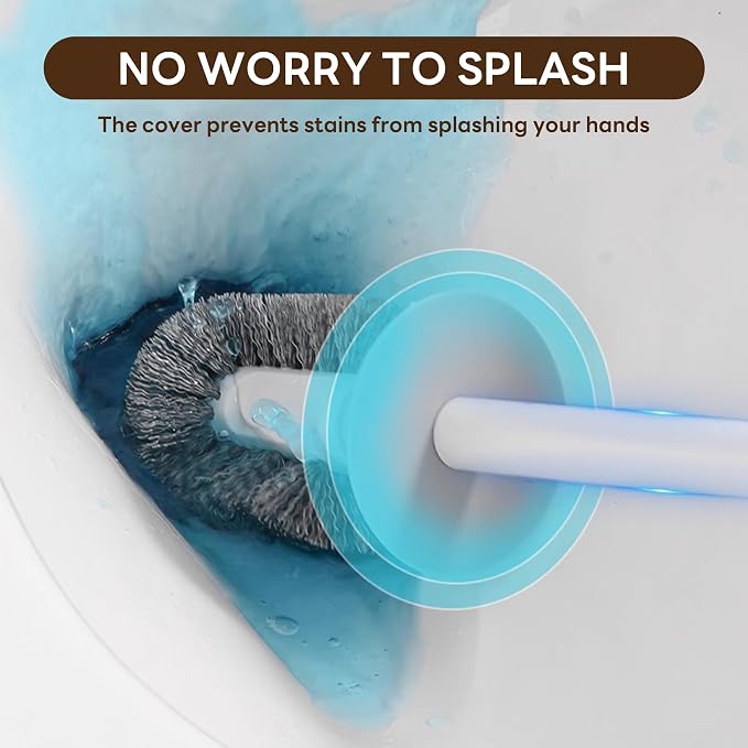 2 Pack Toilet Brush & Holder Set, Lightweight Plastic Handle, Space Saving - Image 5
