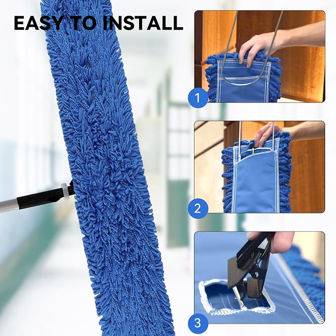 60 Inch Commercial Dust Mop Head: Replacement Medium Washable Industrial Mop - Image 5