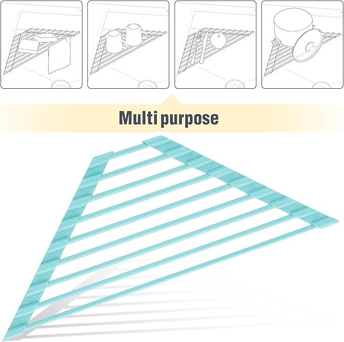 Tomorotec Compact Silicone-Coated Triangle Dish Drying Rack - Image 7