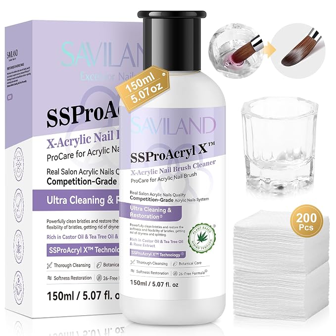 SAVILAND Acrylic Nail Brush Cleaner: 5 OZ Large Capacity Acrylic Brush Cleaner by SAVILAND