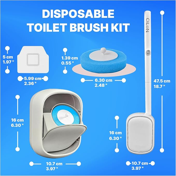 CiLoN Wall-Mounted Disposable Toilet Brush Kit and 30 Fresh Bleach Scrubbing - Image 6
