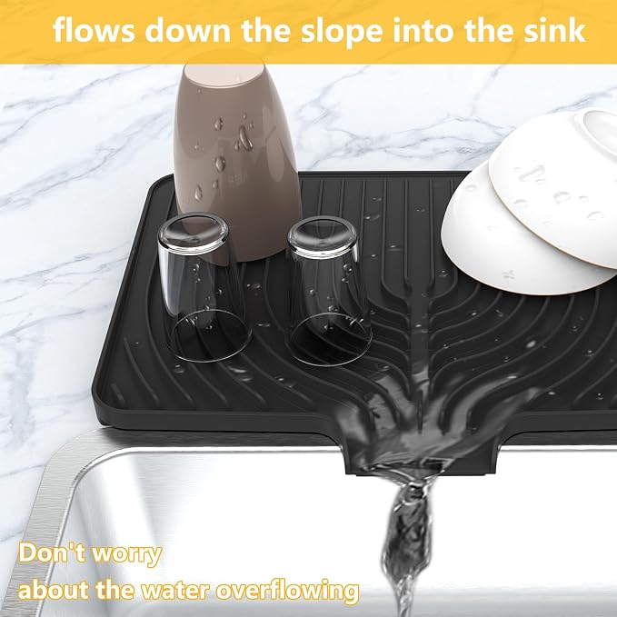 Silicone Drying Mat for Kitchen Counter, Dish Drying Rack Matt - Image 5