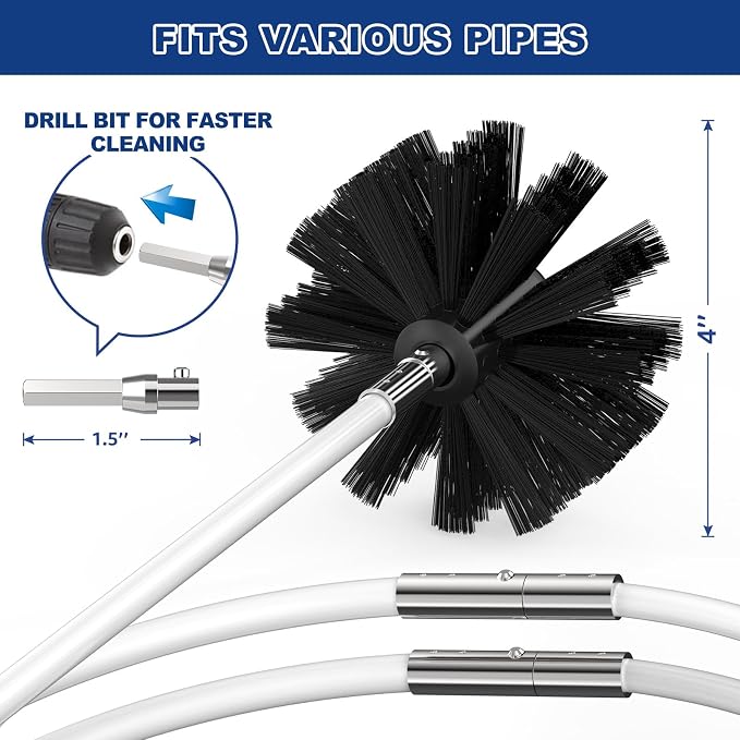 32 Feet Dryer Vent Cleaner Kit, Enhanced Flexible Quick Snap Brush - Image 3