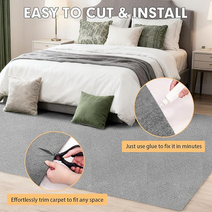 Marine Carpet,6 FT x 10 FT Smoke Gray Indoor Outdoor Carpet 0.2" Thick Boat Carpet with Water-Proof TPE Backing, Non-Slide Outdoor Marine Carpet Roll for Home, Patio, Porch, Deck