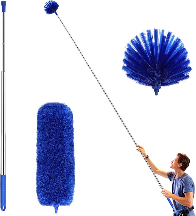 Cobweb Duster with Extension Pole, Washable Cleaning Duster Kit with 2 Duster by ZZLAZYCOTTAGE