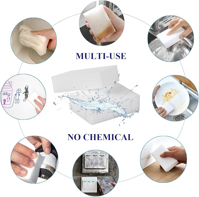 Magic Sponge Eraser, 50 Pack Melamine Sponge Sheets Foam in Bulk, All-Purpose - Image 4