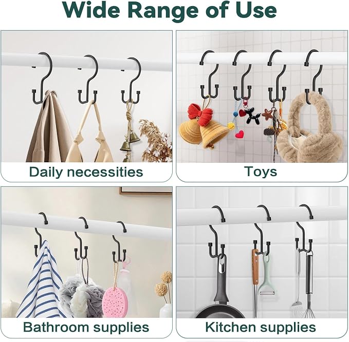 Goowin Shower Curtain Hooks, Shower Curtain Rings, Durable Rust Proof Black - Image 8