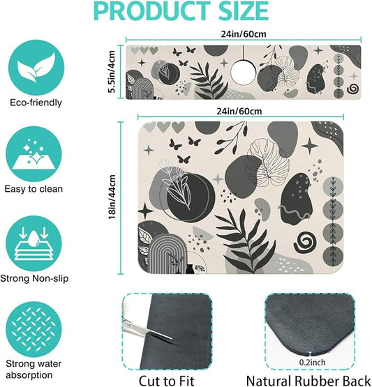 Dish Drying Mat for Kitchen Counter Matt, Super Absorbent Non-slip Rubber Backed - Image 2