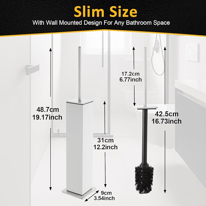 Toilet Brush and Holder Floor Standing, Bathroom Toilet Brush, Freestanding - Image 3