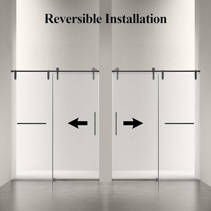 56-60" W x 76" H Frameless Single Sliding Shower Door, Bathroom Glass Shower - Image 9