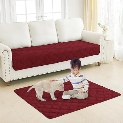 Smiry Waterproof Dog Bed Cover Blanket 40x70, Soft Reversible Pet Blanket, Washable Leakproof Cats Dogs Couch Cover for Sofa, Couch, Furniture, Lattice, Wine Red/Wine Red