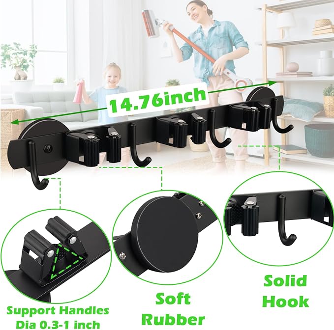 Strong Magnetic Mop Broom Holder, Heavy Duty Magnetic Mop Hanger - Image 6