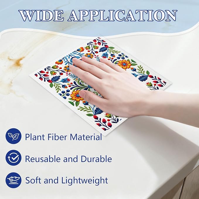 5 Pack Mixed Fiesta Floral Cinco De Mayo Kitchen Dishcloths Dish Towel - Image 2