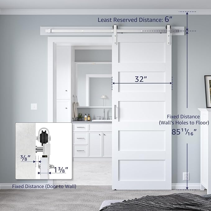32in x 84in White Sliding Barn Door - Image 2
