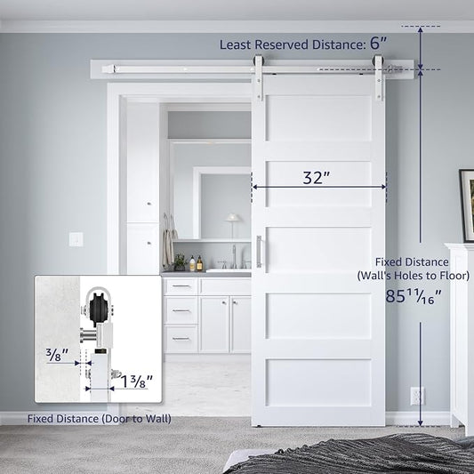 32in x 84in White Sliding Barn Door - Image 2