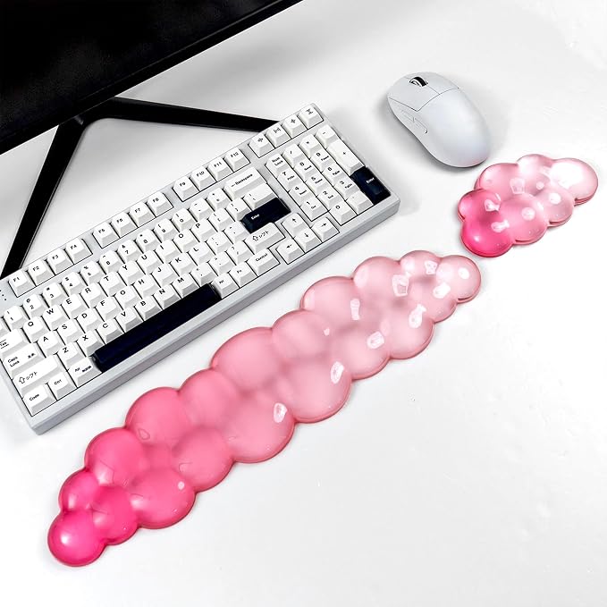 Ergonomic Cloud Silicone Gel Keyboard and Mouse Wrist Rest Set – Clear Wrist by Sumgsn