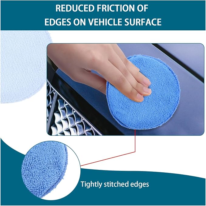 Ziciner 6 Pack Car Microfiber Applicator Pads, Car Wax Foam Buffing and - Image 5