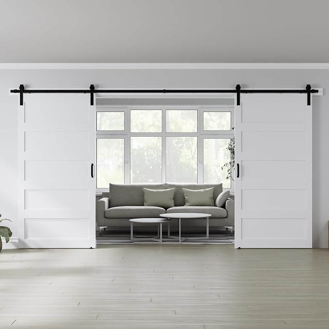 Double 42" x 96" White Barn Door by COSHOMER