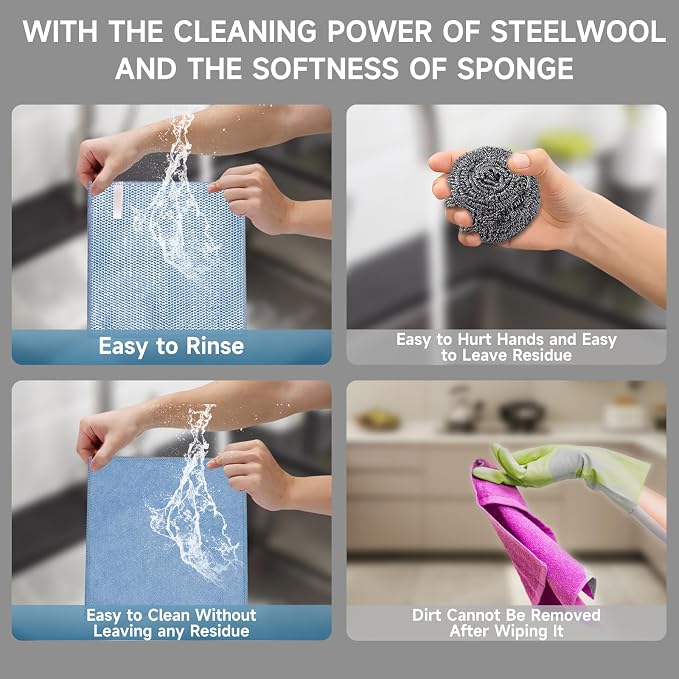 20PCS Upgrade Wire Dishwashing Rag, Non-Scratch, Wet and Dry, Double Layer - Image 7