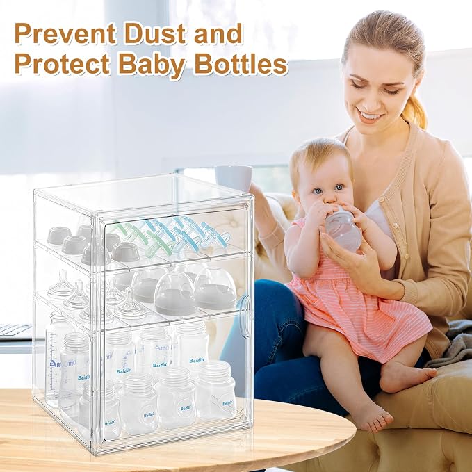 Baby Bottle Organizer – 3 Tier Acrylic Bottle Storage Organizer container - Image 4