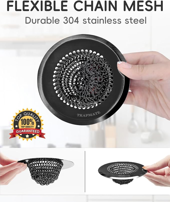 TRAPMATE Sink Drain Strainer, Reversible Chain Mesh Kitchen Sink Drain Strainer - Image 5
