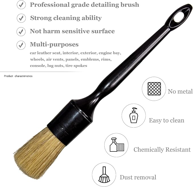 Car Detailing Brushes Set for Cleaning Car Wheel Rim, 3 Pack Automotive - Image 3